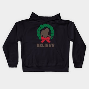 Believe Bigfoot Christmas Wreath Funny Sasquatch Lover Xmas Gift Kids Hoodie